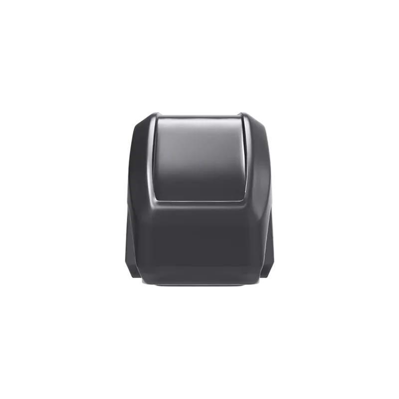 Black smartwatch with a rectangular screen and sleek, modern design on white background